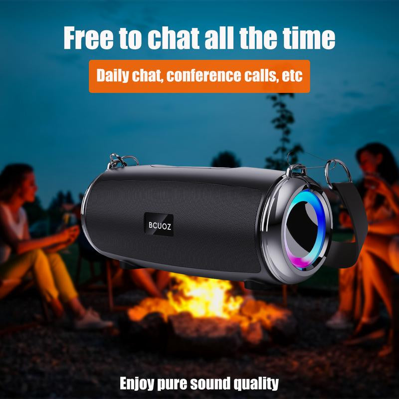 BCUOZ Bluetooth Speaker Wireless IP5 Waterproof Dustproof Portable with Lights 15W Stereo Sound TWS Pairing BT5.3 for Home Party Outdoor Beach Audio Colorful