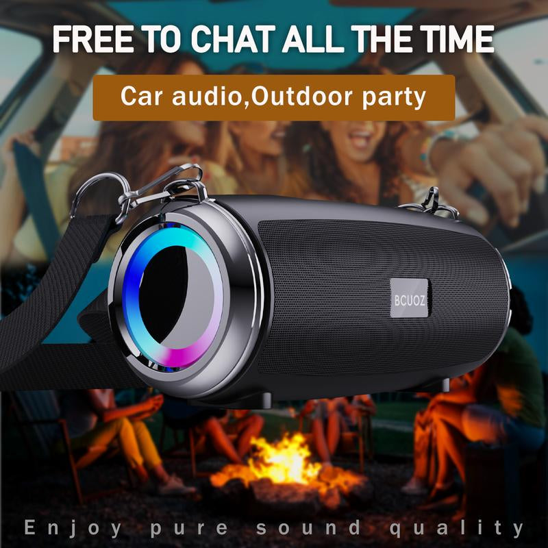 BCUOZ Bluetooth Speaker Wireless IP5 Waterproof Dustproof Portable with Lights 15W Stereo Sound TWS Pairing BT5.3 for Home Party Outdoor Beach Audio Colorful