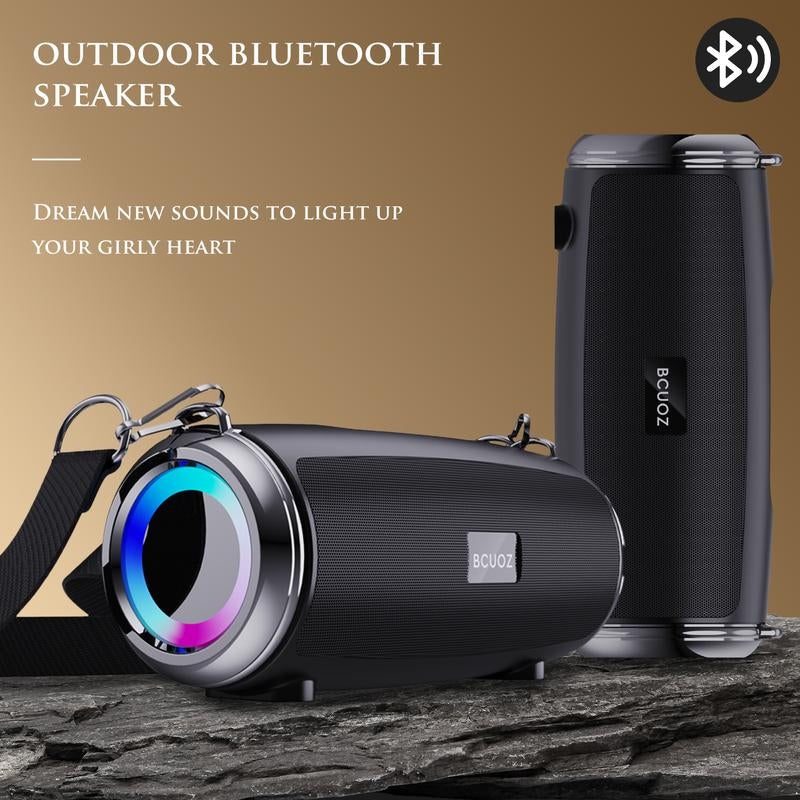BCUOZ Bluetooth Speaker Wireless IP5 Waterproof Dustproof Portable with Lights 15W Stereo Sound TWS Pairing BT5.3 for Home Party Outdoor Beach Audio Colorful