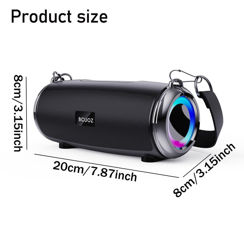BCUOZ Bluetooth Speaker Wireless IP5 Waterproof Dustproof Portable with Lights 15W Stereo Sound TWS Pairing BT5.3 for Home Party Outdoor Beach Audio Colorful