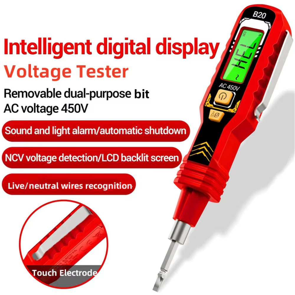 One-Word Induction Portable 50/60Hz Smart Electric Pen Tester NCV Sensor AC 11-450V Non-Contact Voltage Tester with LCD Display