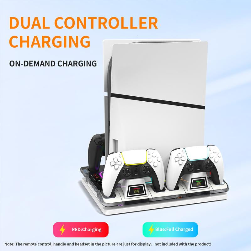 YLW Cooling Station with Controller Charging Station, Multifunctional Cooling Fan Headset Holder, Console Accessories for PS5 Digital/Disc