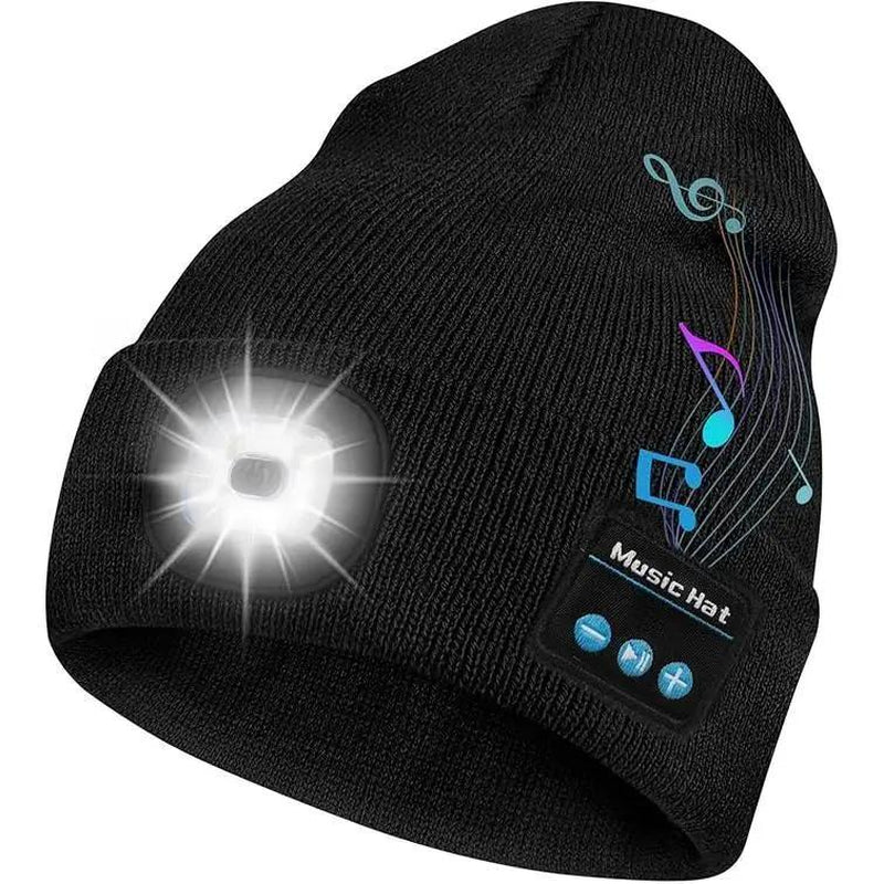 CENPIN Bluetooth Beanie with LED Headlight, Built-In Speaker & Microphone – USB Rechargeable Winter Knitted Hat for Music, Calls & Outdoor Activities – Headlamp Cap with Headphones – Perfect Unisex Gift, Christmas & New Year Gift
