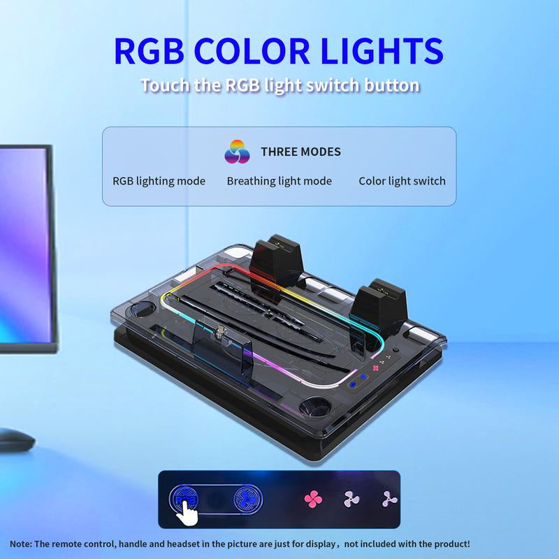 YLW Cooling Station with Controller Charging Station, Multifunctional Cooling Fan Headset Holder, Console Accessories for PS5 Digital/Disc